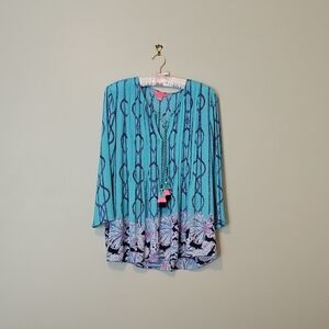 Lilly Pulitzer Teal and Navy Tunic Top
